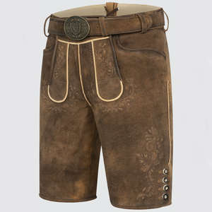 100% tenue bavaroise traditionnelle en cuir véritable pour Oktoberfest respirant Lederhosen avec motif et décorations de boutons vente - Product Image 4