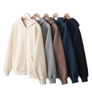 Sweat à capuche unisexe à épaules tombantes avec fermeture éclair, poids lourd 400 GSM, logo personnalisé, 100% coton molletonné, motif uni, saison hivernale, grande taille - Product Image 1