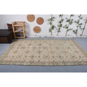 Classique Beige Vert Vintage Tapis Turc 5.6X9.5 pieds Laine Seagrass Latex Support pour La Maison Salon Patchwork pour Les Adolescents - Product Image 1