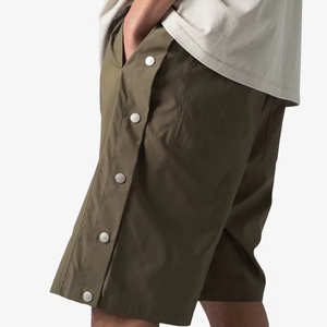 New Custom Wholesale Fit Blank <b>Nylon</b> <b>Shorts</b> with Side Buttons Custom Beach Pants comfort Elastic Waistband Mens <b>Shorts</b> - Product Image 6