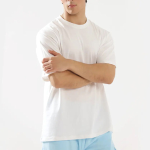 Camiseta 100% de algodón con cuello redondo para hombre, ropa de calle de alta calidad, camiseta en blanco 250 Gsm, Camiseta con cuello redondo y logotipo estampado de peso pesado para hombre - Product Image 3