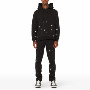 Wholesale Cheap Price Custom logo Slim Fit Tracksuits Heavy <b>Weight</b> Men Flared Stacked Straight <b>Leg</b> Tracksuit For Boys - Product Image 1