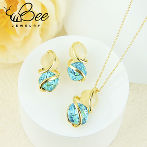 Hot Luxury Bright Zirconia Jewelry <b>Set</b> Premium Design <b>Gold</b> Color Irregular Eye Natural Stone Necklace <b>Earring</b> <b>Set</b> for Women - Product Image 5