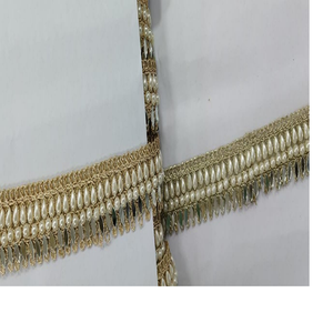 Lacets de travail en fil brodé sur mesure avec options multicolores en paillettes brodées de 1.5 pouces de largeur en peals et miroir - Product Image 1