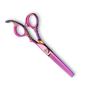Tijeras de adelgazamiento del cabello recubiertas de color titanio con reposapiés fijo Tijeras de adelgazamiento de peluquero de borde afilado para belleza - Product Image 4