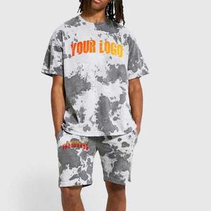 Vente en gros Ensemble t-shirt et short d'été 100% coton pour hommes Ensemble short oversize délavé tie teinture - Product Image 5