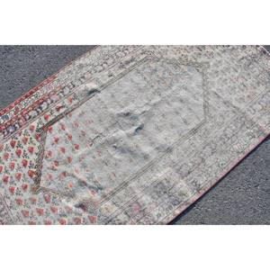 Alfombra turca tradicional Beige Rojo 3,8X6,9 FT Lana con respaldo de látex - Product Image 5