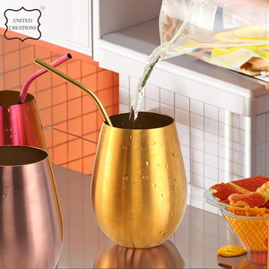 Verre à vin sans pied en cuivre au design moderne le plus vendu verre à vin extérieur en acier inoxydable poli brillant pour bière - Product Image 5