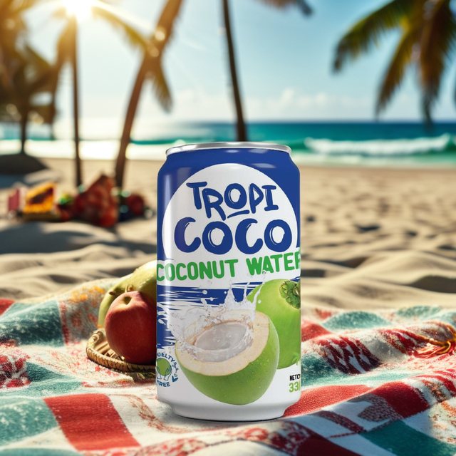 TROPICOCO 80% Pure Coconut Water 330ml Aluminum Can HALAL Certified Plant Based No Added Sugar Filtered Essential Electrolytes
