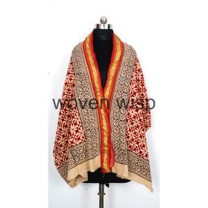 Custom Handmade Designer Winter <b>Silk</b> <b>Scarf</b> for Women Wool and Chiffon Material <b>Square</b> <b>Scarf</b> & Handkerchiefs for Muslim Hijabs - Product Image 5