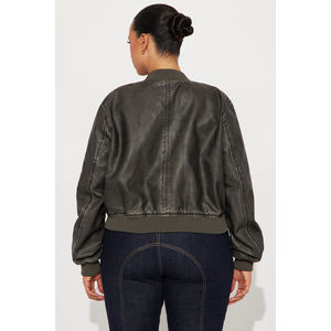 Custom Fashion High Quality Leather Sleeves Motorcycle <b>Jacket</b> Cropped Riding Leather Zippered Varsity <b>Jacket</b> for Women - Product Image 6