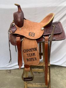 Ensemble de selle western en cuir haut de gamme avec motif Barrel Racing et arceau en bois |   Ensemble de fixation sans clou pour équipement d'équitation en acier inoxydable, façonné à la main - Product Image 5