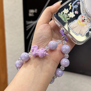 Toptan akrilik şeffaf DIY el yapımı boncuk anahtarlık cep telefon ahizesi, zarif yüksek kaliteli yüksek değerli cep telefon zinciri - Product Image 5