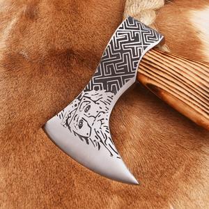 Hachas Damasco de Alta Calidad Hechas a Medida con Funda de Cuero y Mango de Madera, Cuchillo Hacha Personalizado en Venta - Product Image 5