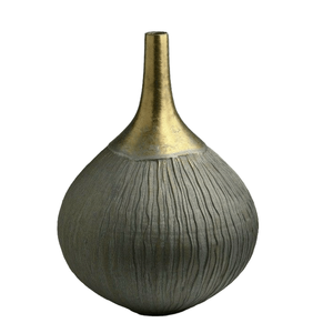 Jarrón Metálico de Dos Tonos con Maceta Moderna de Aluminio, Acabado Plateado y Bronce para Decoración Artística de Lujo - Product Image 2