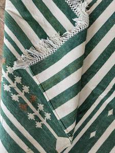 Tissé à la main moderne rayures réversible tapis naturel mourir coton Flatweave taille personnalisée pour chambre à coucher haute pile motif abstrait - Product Image 4