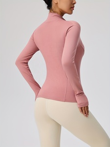 New Arrival Women's Athletic Fitness <b>Workout</b> Yoga <b>Jacket</b> Plus Size Skinny Fit Long Sleeve Quick Dry Zip-Up Spandex/Nylon Set - Product Image 3