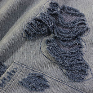 Custom Men's Hoodie 100% Cotton Distressed Screen Printing <b>Autumn</b> Embroidered <b>Fabric</b> Oversized Distressed Hoodies - Product Image 3