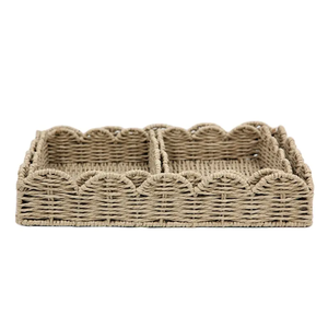 Plateau de rangement rectangulaire en jonc de mer du Vietnam, fait main, design rustique, pour la rentrée scolaire, vente en gros - Product Image 1