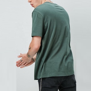 เสื้อยืดคอกลมสำหรับผู้ชายผ้าคอตตอนสีฟ้าสำหรับ100เสื้อคอกลมขนาดอเมริกันโลโก้ OEM - Product Image 4