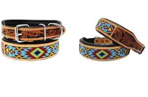 Nuevo conjunto de Collar de perro de cuero genuino con cuentas hecho a mano multifuncional y ligero con tallado plegable acolchado suave personalizado - Product Image 2