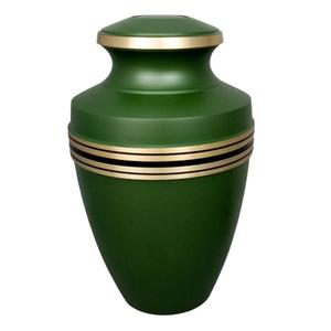 โกศใส่ศพสำหรับผู้ใหญ่ทำจากทองเหลืองสีเขียวพร้อมสายคาดสีทองสำหรับขี้เถ้าของมนุษย์ทำจากโลหะพรีเมียม - Product Image 1