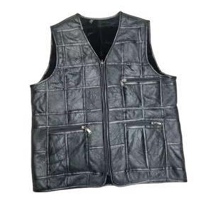 Gilet en cuir classique pour homme, col montant, style motard, nouvelle collection automne-hiver - Product Image 1