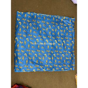 Tela Estampada con Tigres al por Mayor, Algodón Natural Indio Personalizado, Materiales para Vestidos Azules, Diseño Hecho a Mano - Product Image 3