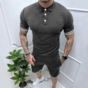 Camisetas y pantalones cortos informales para hombre, polos para hombre, conjuntos de dos piezas para hombre, conjuntos de moda de verano 2025, algodón Premium - Product Image 3