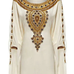 Dubai marroquí Kaftan árabe Abaya Maxi caftán con cuentas manga larga hasta el suelo ropa de fiesta elegante vestido de boda playa Jellabiya - Product Image 1