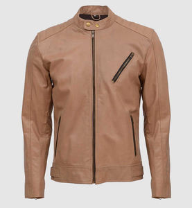 Veste de moto en cuir de vachette de qualité supérieure pour homme, imperméable, col montant, logo frontal - Product Image 4