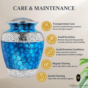 โกศบรรจุอัฐิสีน้ำเงิน สไตล์อเมริกัน/ยุโรป คุณภาพพรีเมียม ขนาด 10 นิ้ว เป็นมิตรกับสิ่งแวดล้อม ทนทาน ใช้งานได้ยาวนาน - Product Image 6