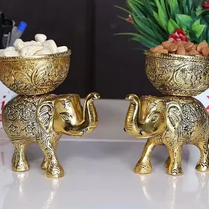 독일 실버 골동품 마무리 Nakkashi 코끼리 그릇 쌍 테이블 반환 선물 사탕 과자 그릇 결혼식 호의 중앙 조각
