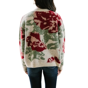 Suéter de lana floral para mujer Suéter de punto de gran tamaño Suéteres de moda casuales cálidos de invierno Fabricante al por mayor - Product Image 2