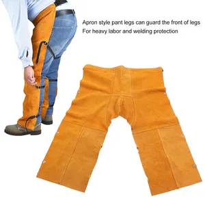 Custom Split Leather Welding <b>Chaps</b> Pants Fire Resistant PPE Apron Style Leg Protection Heavy Duty Split Cowhide Welder workwear - Product Image 4