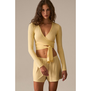 Cardigan en tissu doux et extensible pour femme ETHIQUET KREATI avec ceinture à nouer à la taille - Product Image 1