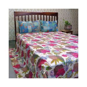 Latest Stylished Direct Factory Cotton Kantha <b>Quilted</b> <b>Throw</b> Blanket: Vintage Indian Handmade Quilts Wholesale Comfort - Product Image 3
