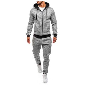 Otoño hombres 100% algodón 2 piezas cremallera correr conjunto etiqueta personalizada bolsillo reflectante chándal peso pesado impreso Dropshipping - Product Image 4