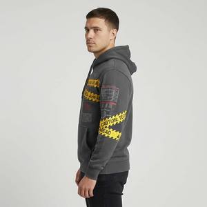 Sweat à capuche streetwear d'hiver pour homme, style industriel, imprimé graphique ruban de signalisation, coton épais, pull techwear, impression numérique - Product Image 3