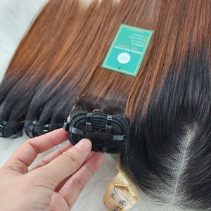 Ombre Brown Color Bone Straight Double Drawn Virgin Paquetes de cabello humano vietnamita con cierre Paquetes de cabello virgen con cierre - Product Image 2