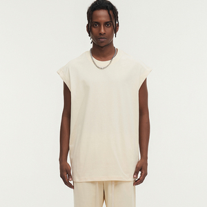 เสื้อยืดแขนกุดสีดำแบบกำหนดเองคอกลมทรงพอดีตัวซักด้วยผ้าฝ้าย100% DDP - Product Image 3