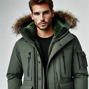 Parka de invierno para hombre de alta calidad, chaqueta impermeable gruesa y cálida con decoración de piel, ropa de abrigo informal, abrigo largo medio - Product Image 2