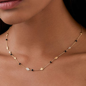 Collier exquis en or et diamants et perles noires IGI VVS certifié chaîne de pierres précieuses en or 18 carats cultivés en laboratoire pour une occasion spéciale-DS0308 - Product Image 2