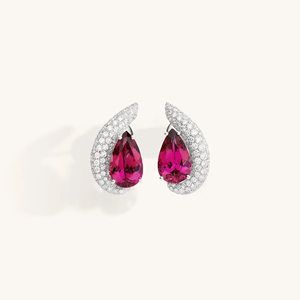 Pendientes de Diamantes y Rubíes con Corte de Pera de Lujo, Oro Blanco de 18K, Joyería Fina para Mujer, Pendientes de Diseñador - Product Image 1