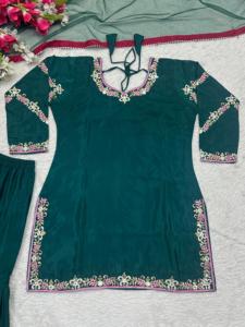 Diseñador de moda Salwar Kameez Sharara trajes para mujeres tamaño libre boda Festival fiesta recepción desgaste Kurta Plazzo 3-Pic conjuntos - Product Image 3