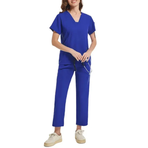 Vente en gros d'uniformes Navy Scrubs Sets Infirmière Jogger Ensembles de gommage tissés Scrubs d'hôpital Ensembles d'uniformes Infirmière - Product Image 2
