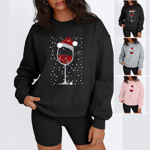 Pull oversize pour femme en chenille à motif graphique, épaules tombantes, pour les fêtes de Noël et la Saint-Valentin, vente en gros - Product Image 1