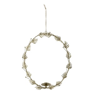 Porte-bougie suspendu en métal doré nordique en forme de feuille de fougère, pour bougie conique/bougie chauffe-plat, pour décoration intérieure, mariage, Noël, vente en gros - Product Image 1