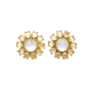 Boucles d'oreilles en argent Sterling 925, perles Doublet & Lemon Hydro, pierres précieuses, forme ronde, nouvel arrivage - Product Image 1