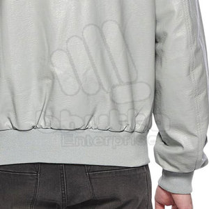 แจ็กเก็ตหนังสีเทาสำหรับผู้ชายมาใหม่พร้อมคอตั้งสำหรับฤดูหนาว - Product Image 4